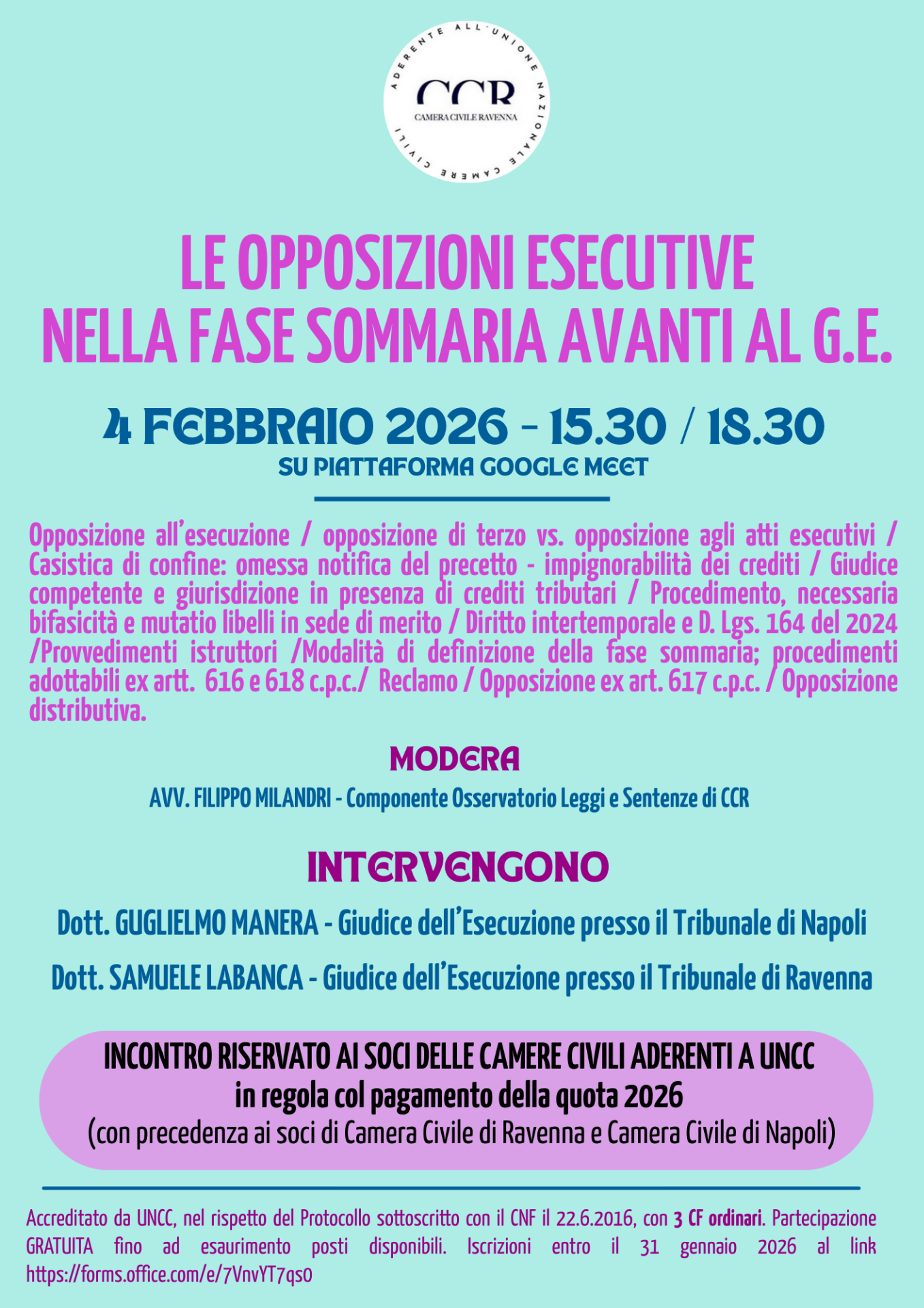 Iscrizioni al link https://forms.office.com/e/7VnvYT7qs0